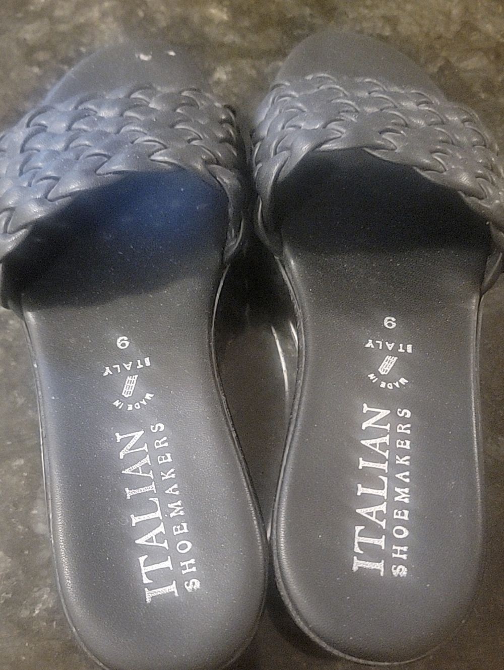 Italian Shoemakers Black Woven Slide Mules